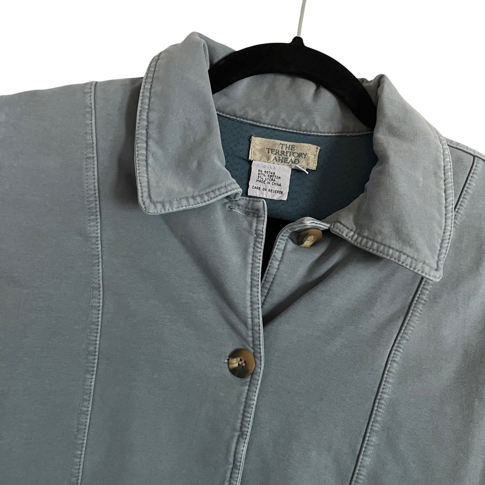 VTG Territory Ahead Jacket Womens Small Blue Cotton Stretch Chore Coat Utility